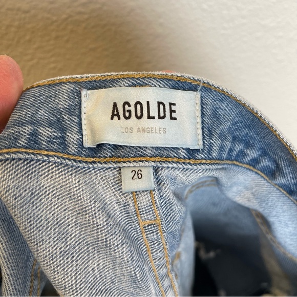 AGOLDE 90s Mid Rise Jean Size 26 Loose Fit Distressed Destroyed - Picture 5 of 14